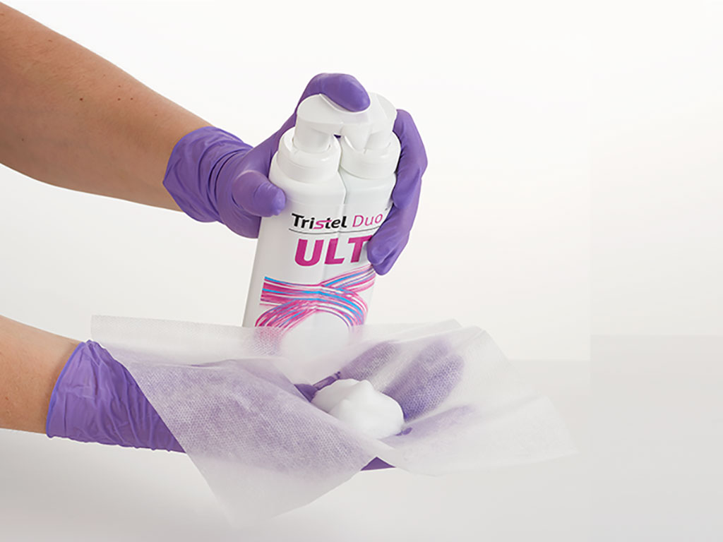 Image: Tristel Duo ULT offers high-level disinfection for all parts of an ultrasound transducer (Photo courtesy of Tristel)