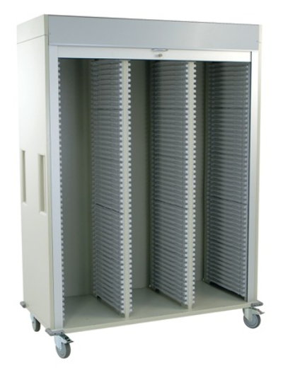 Medical Storage Triple Column Cart With Tambour Door And Key Lock